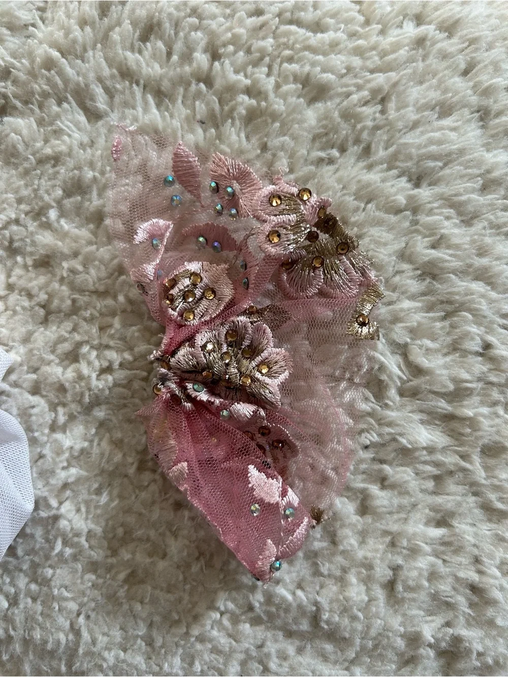 Glamour Pink and White Floral Appliqué Dance Costume